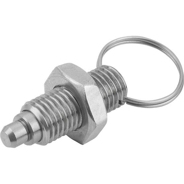 Indexing Plunger Wout Collar Size:2 D1=M12X1, 5, D=6, Form:U W Locknut, Stainless Steel Hardened